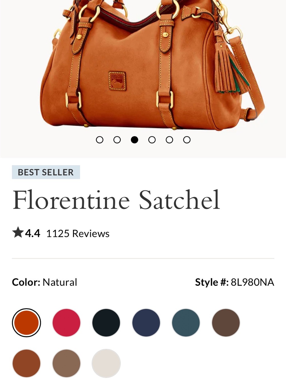 Dooney & Bourke Cognac Leather Satchel with Removable Strap